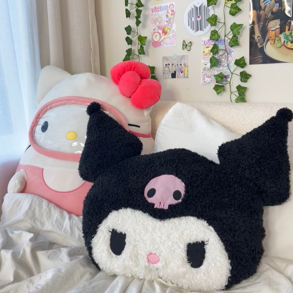 JUMBO Fluffy Skull Pillow Plush