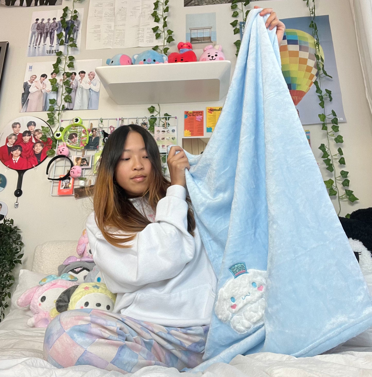 Fluffy Kitty Pink Portable Blanket
