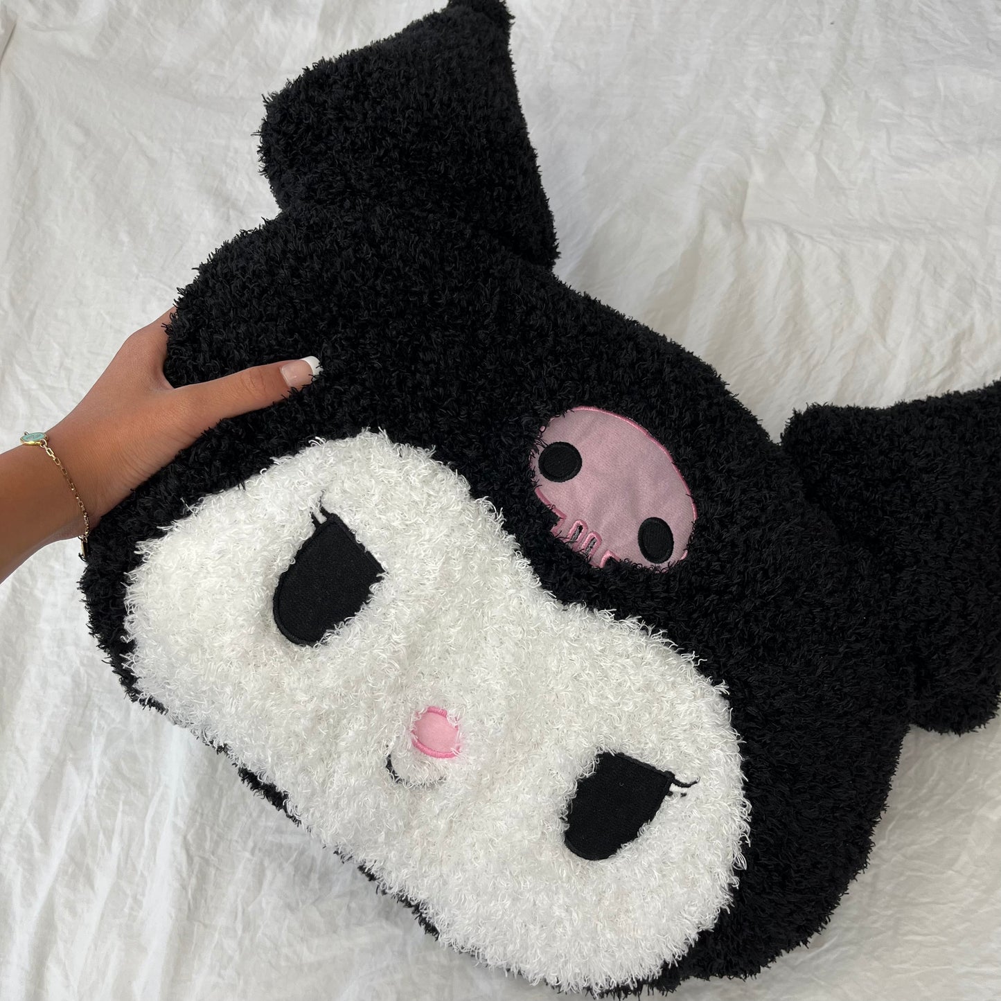 JUMBO Fluffy Skull Pillow Plush