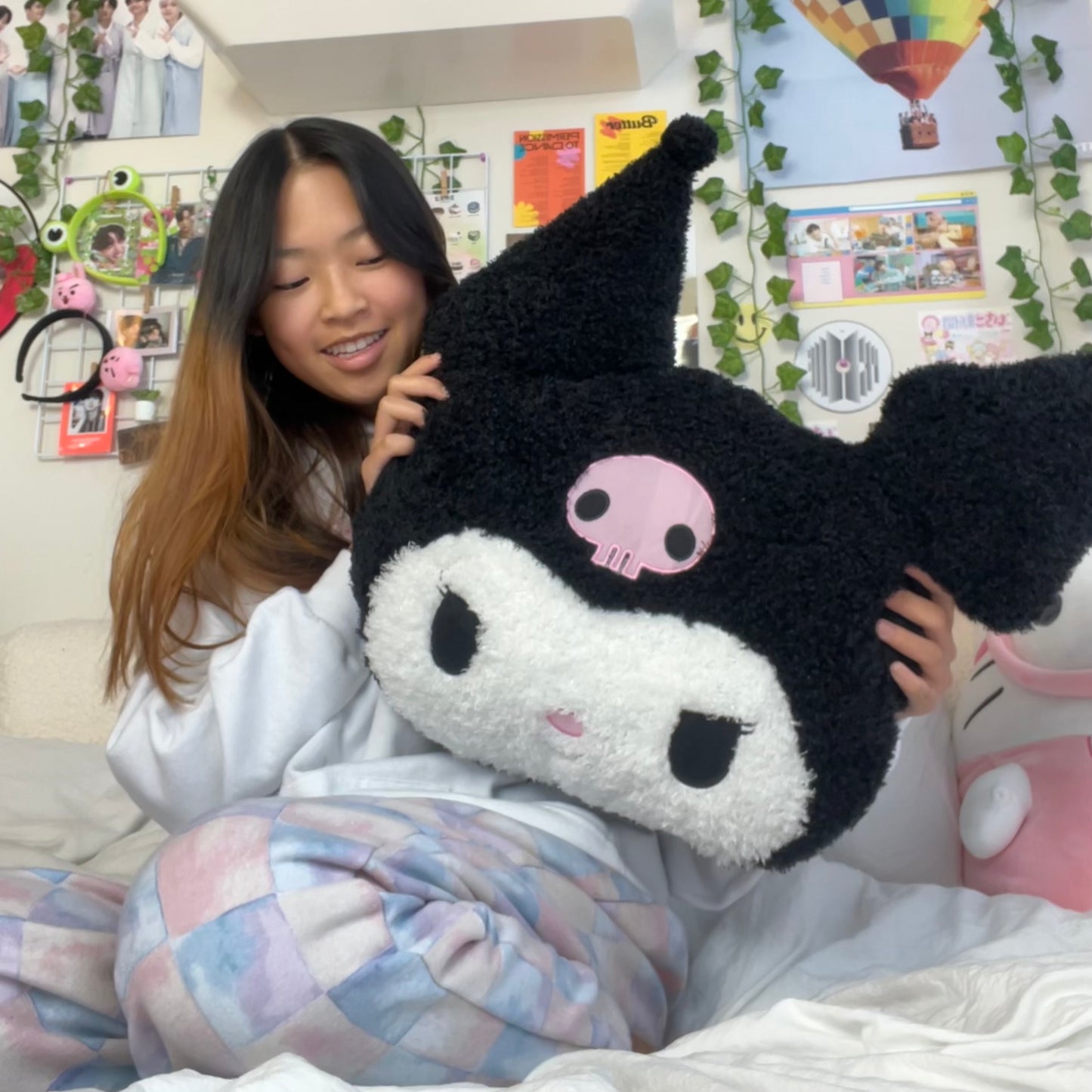 JUMBO Fluffy Skull Pillow Plush